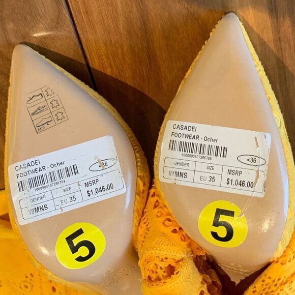 Casadei BOOTS, yes boots, over knee knit , saffron yellow, new, euro sz 35, sz 4 - Picture 11 of 16